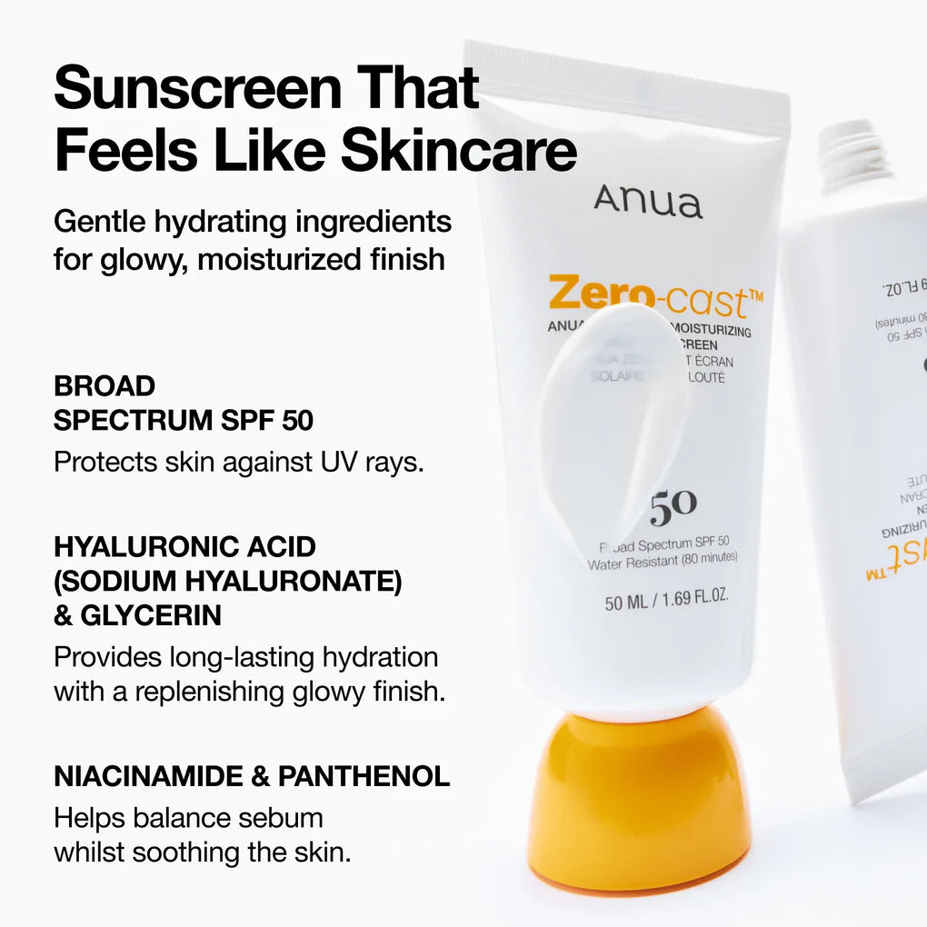 Anua Zero-Cast Moisturizing Finish Sunscreen – Lightweight, Hydrating & No White Cast