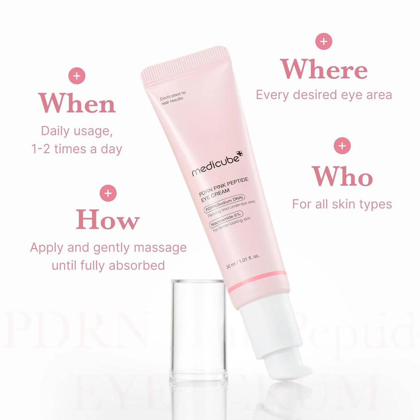 Medicube Salmon DNA PDRN Pink Peptide Eye Serum with Niacinamide and 99% Purity Retinol for Fine Lines