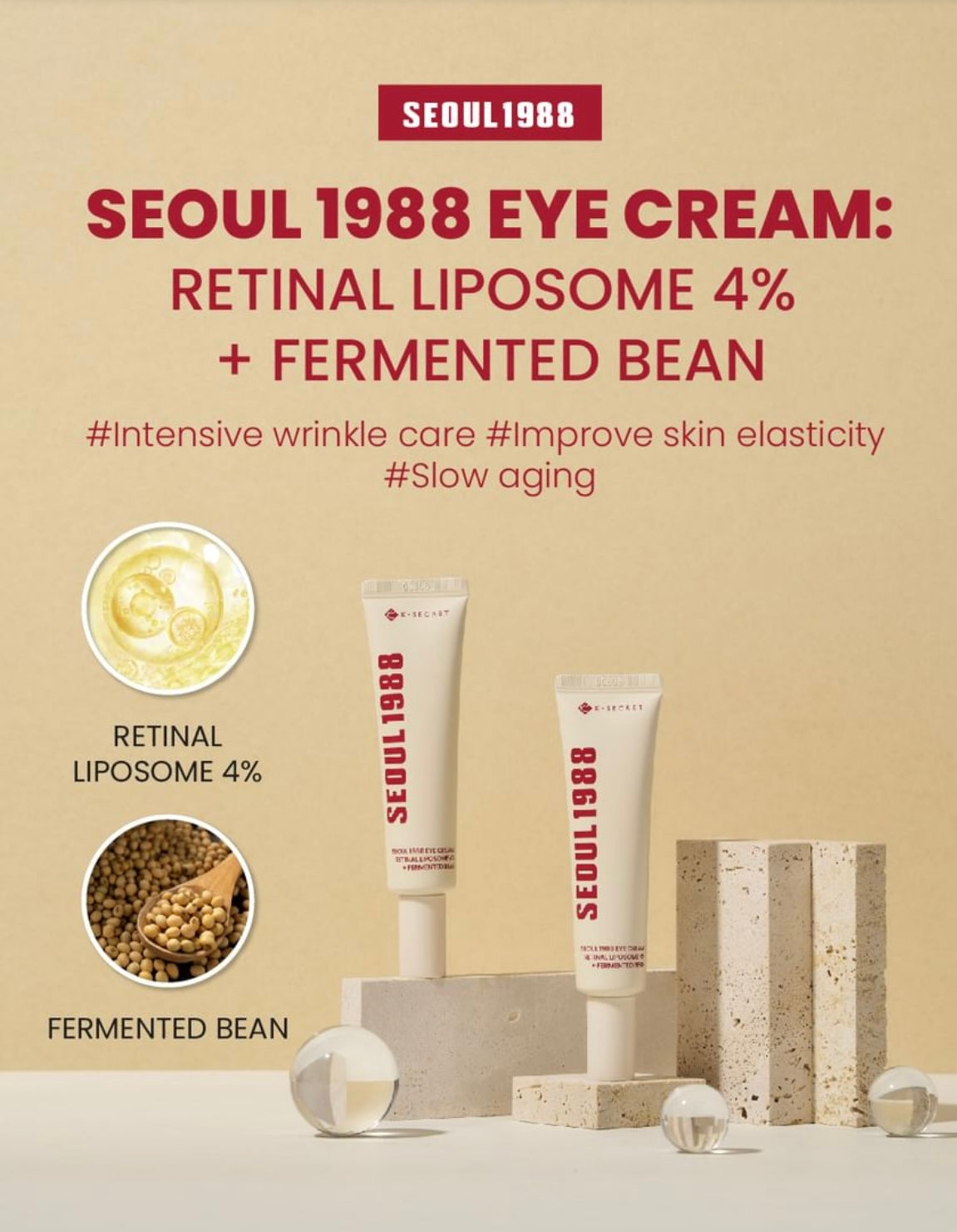 KSECRET SEOUL 1988 EYE CREAM: RETINAL LIPOSOME 4% + FERMENTED BEAN (30ML)